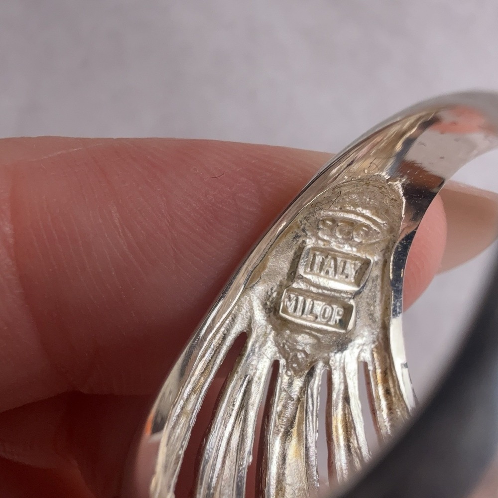 Milor Sterling Silver 925 Wide Dome Band Ring Size 7 Italy Rope Design - Picture 5 of 7